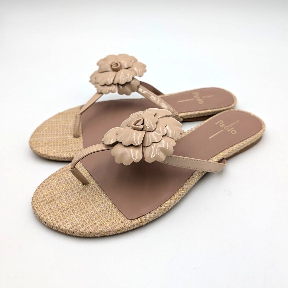 Linea Paolo Laurel Flower Sandals Open Toe Women's Tan Size US9M EU39.5